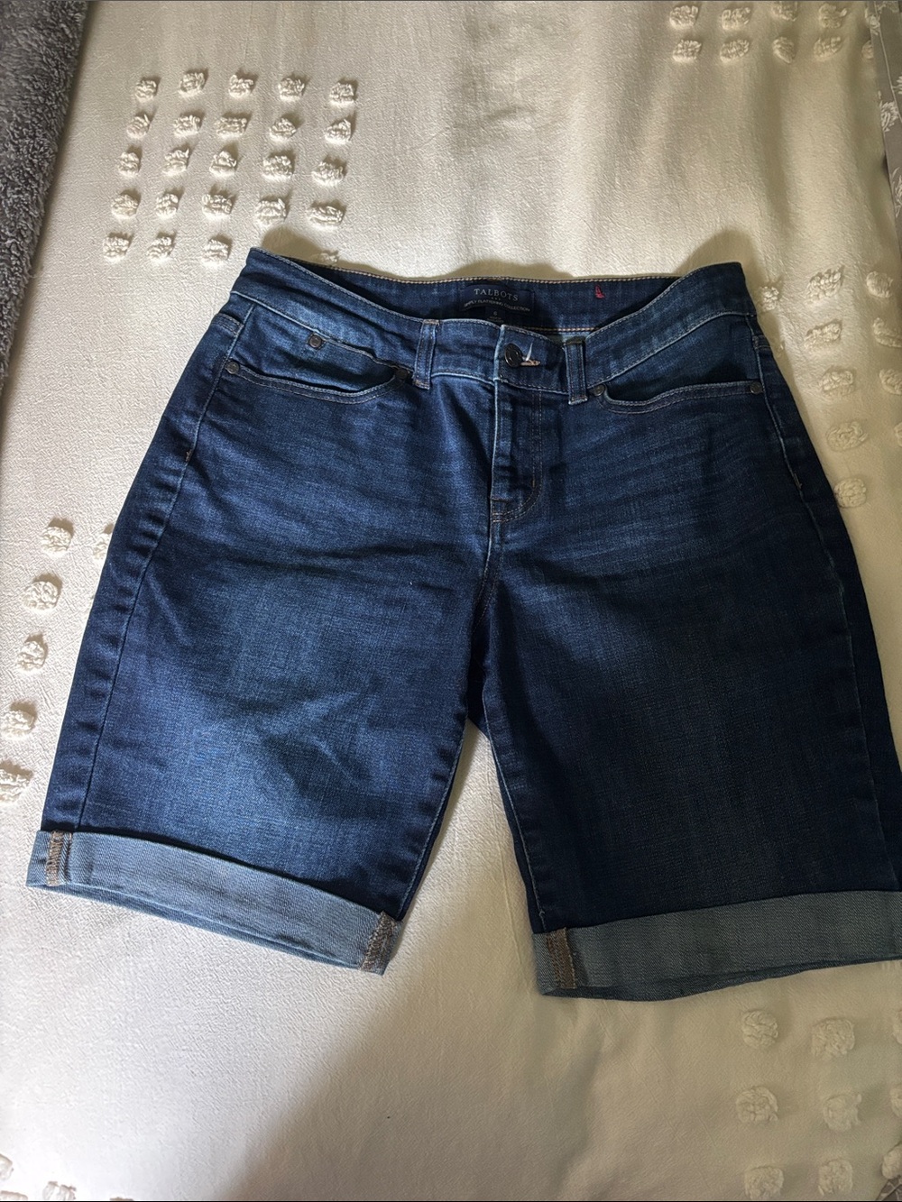 Talbots Dark Blue Denim Cuffed Women's Jean Shorts